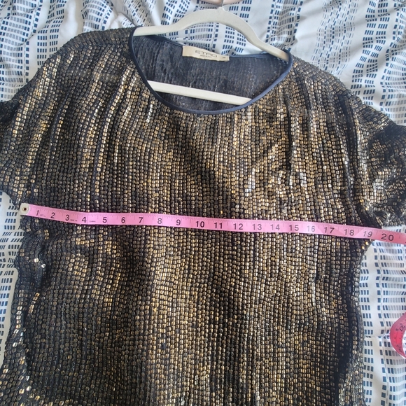 ETRO Italian Designer Black Gold Sequins Party Cocktail NYE Dress Pocket 4 Small - Picture 14 of 17